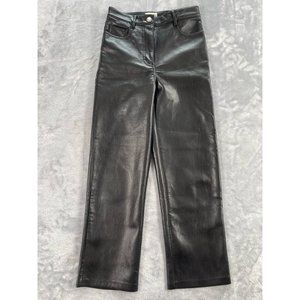 Wilfred Pants Women 00 Black Faux Leather The Melina High Rise Straight Leg Crop